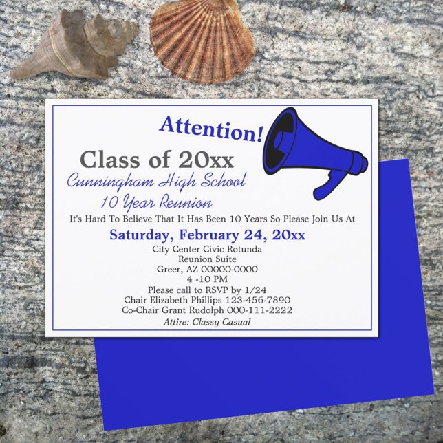 Invitación Reunión de clase secundaria azul blanca minimalist (Subido por el creador)