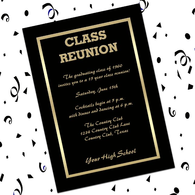 Invitación Reunión de clase secundaria en negro (Subido por el creador)
