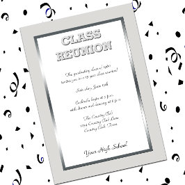 Invitación Reunión de clase secundaria en plata y blanco