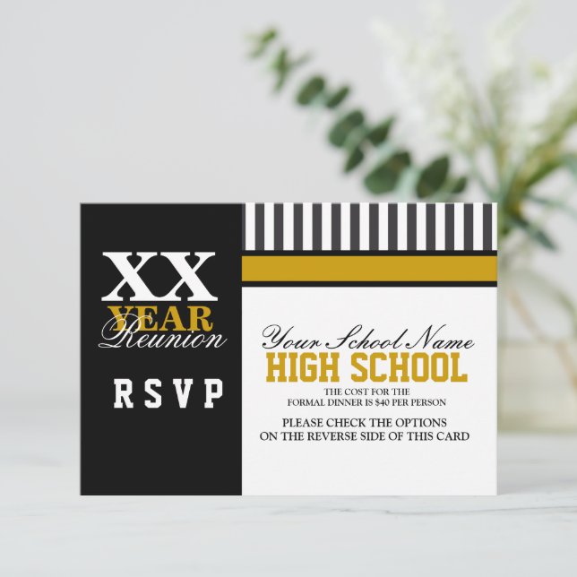 Invitación Reunión de clase secundaria RSVP (Anverso de pie)