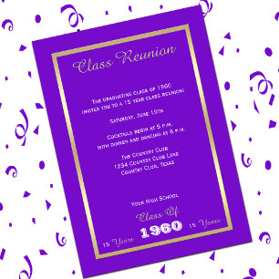 Invitación Reunión de clase tu año morado y oro
