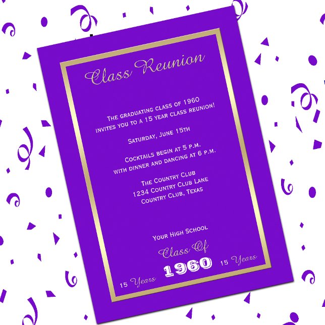 Invitación Reunión de clase tu año morado y oro (Subido por el creador)