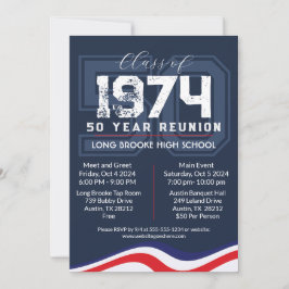 Invitación Reunión de clases de secundaria de 50 años con ola