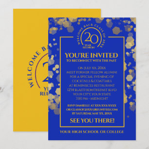 Invitación Reunión de clases Royal Blue & Gold School