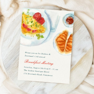 Invitación Reunión de desayuno elegante con acuarela para neg