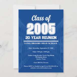 Invitación Reunión de exalumnos de secundaria de 20 años de B
