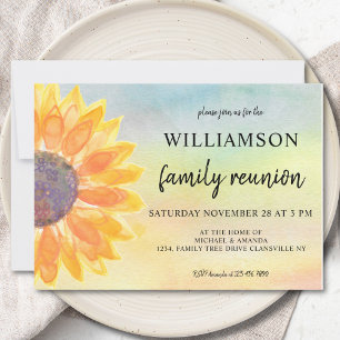 Invitación Reunión de familia acuarela floral