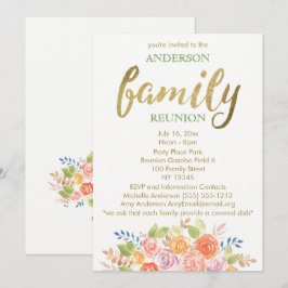 Invitación Reunión de familia color de rosa del vintage
