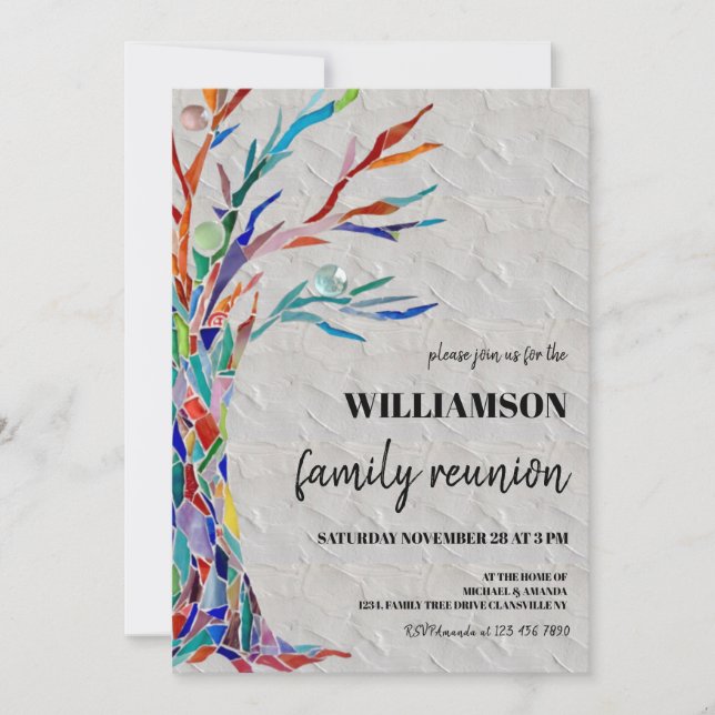Invitación Reunión de familia de árboles de familia rusa (Anverso)