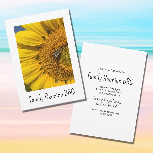 Invitación Reunión de familia de verano de fotos de girasol (Subido por el creador)