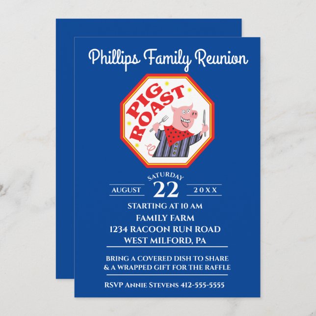 Invitación Reunión de familia divertida de la carne asada del (Anverso / Reverso)