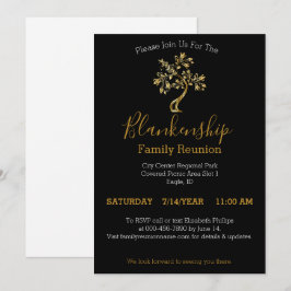 Invitación Reunión de familia Golden Tree Black White One Day