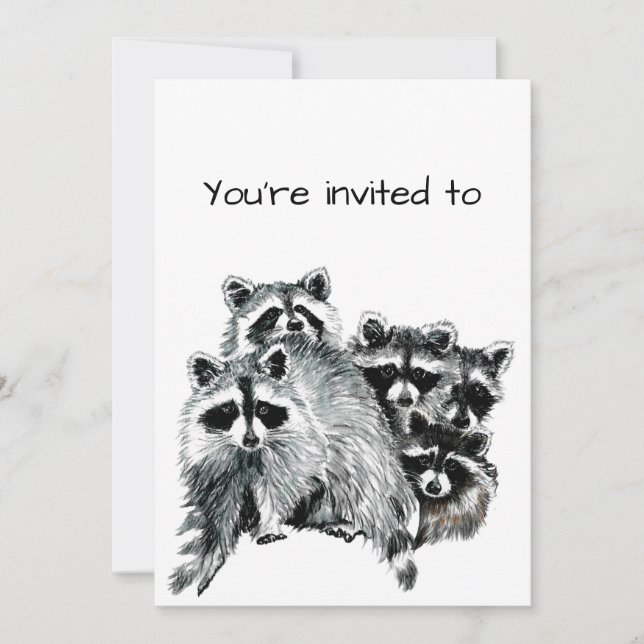 Invitación Reunión de familias divertidas Raccoon Animal Fami (Anverso)
