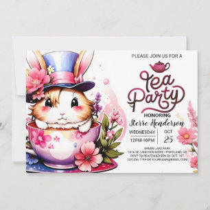 Invitación Reunión de Fiestas de té encantados de Bunny