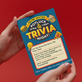 Invitación Reunión de fiestas nocturnos de Potluck Trivia