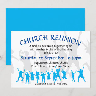 Invitación Reunión de iglesia moderna azul personalizable
