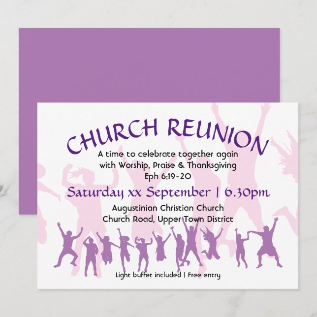 Invitación REUNIÓN DE IGLESIA Personalizable moderno Mauve (Anverso / Reverso)