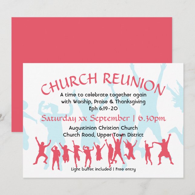 Invitación REUNIÓN DE IGLESIA Personalizable moderno rosa pro (Anverso / Reverso)