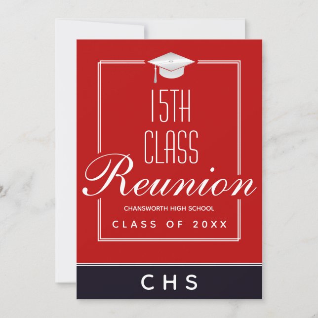 Invitación Reunión de la 15ª clase del negro rojo moderno (Anverso)