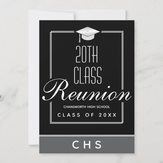 Invitación Reunión de la 20ª clase del Gris negro moderno (Anverso)