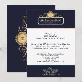 Invitación Reunión de la elegante familia de monogramas de la