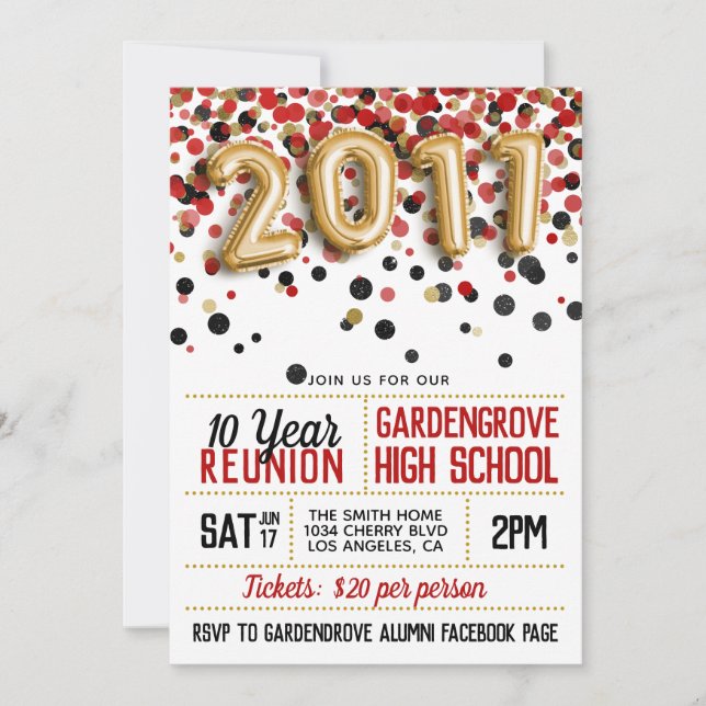 Invitación Reunión de la Escuela Secundaria 2011 (Anverso)