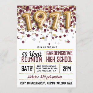 Invitación Reunión de la escuela secundaria de 1971