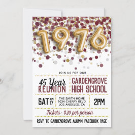 Invitación Reunión de la escuela secundaria de 1976