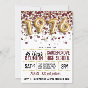 Invitación Reunión de la escuela secundaria de 1976
