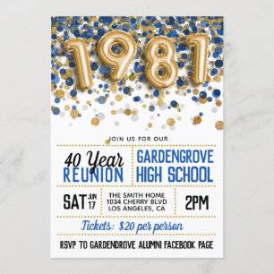 Invitación Reunión de la escuela secundaria de 1981