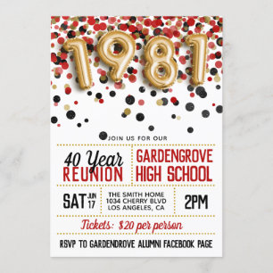 Invitación Reunión de la escuela secundaria de 1981