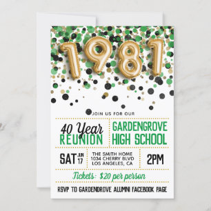 Invitación Reunión de la escuela secundaria de 1981