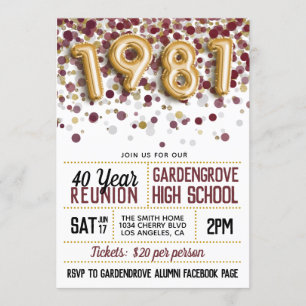 Invitación Reunión de la escuela secundaria de 1981