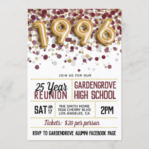 Invitación Reunión de la escuela secundaria de 1996