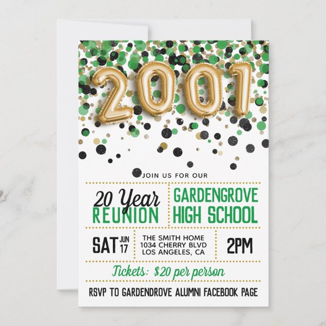 Invitación Reunión de la Escuela Secundaria de 2001 (Anverso)