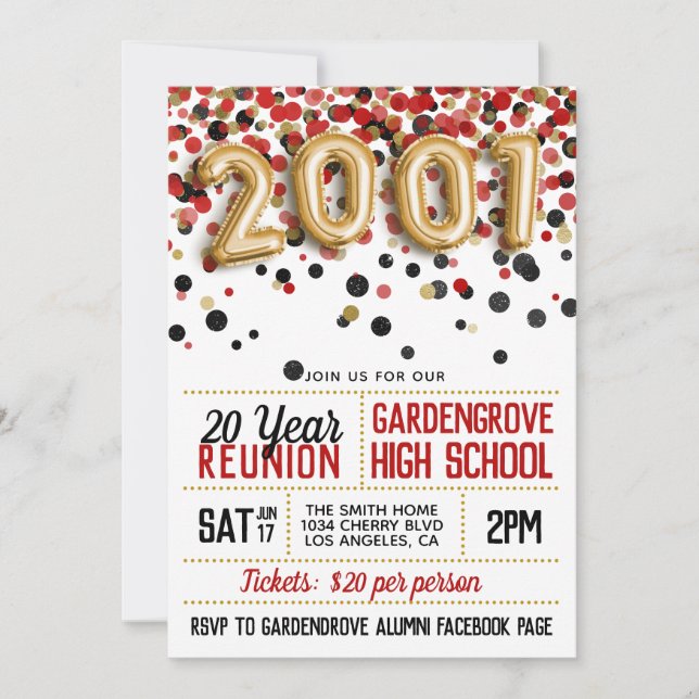Invitación Reunión de la Escuela Secundaria de 2001 (Anverso)