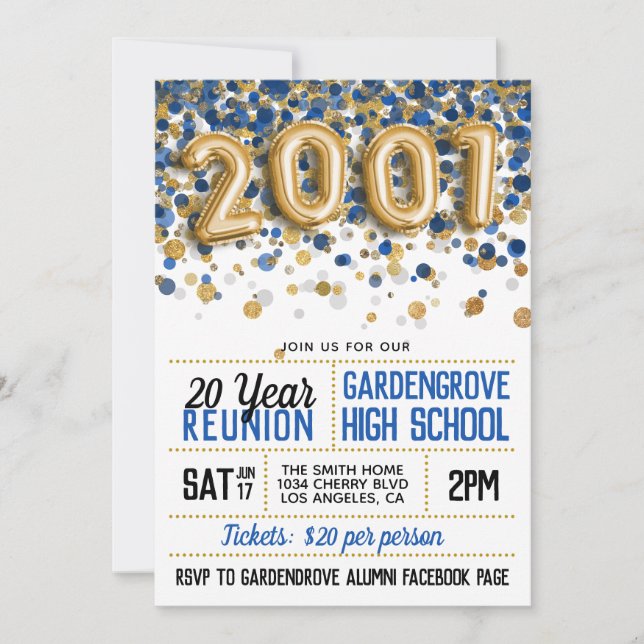Invitación Reunión de la Escuela Secundaria de 2001 (Anverso)