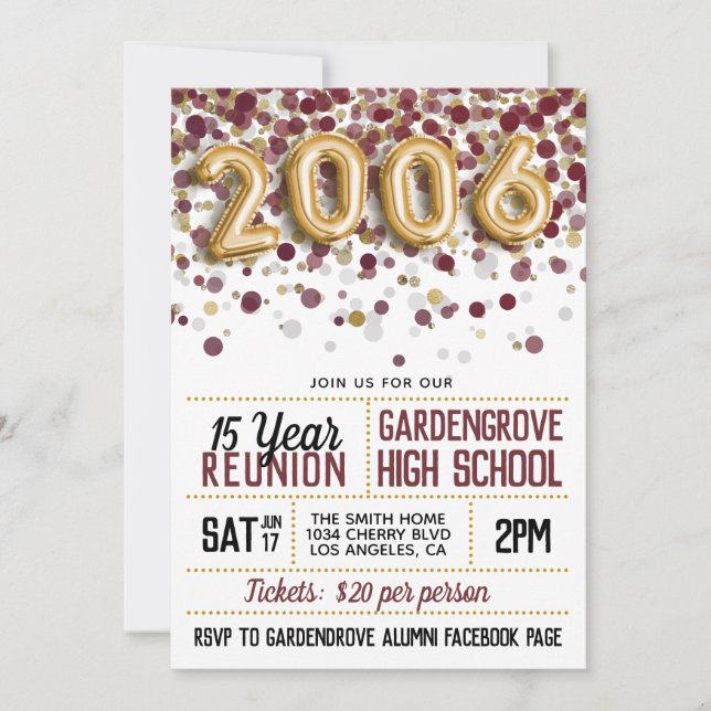 Invitación Reunión de la Escuela Secundaria de 2006 (Anverso)