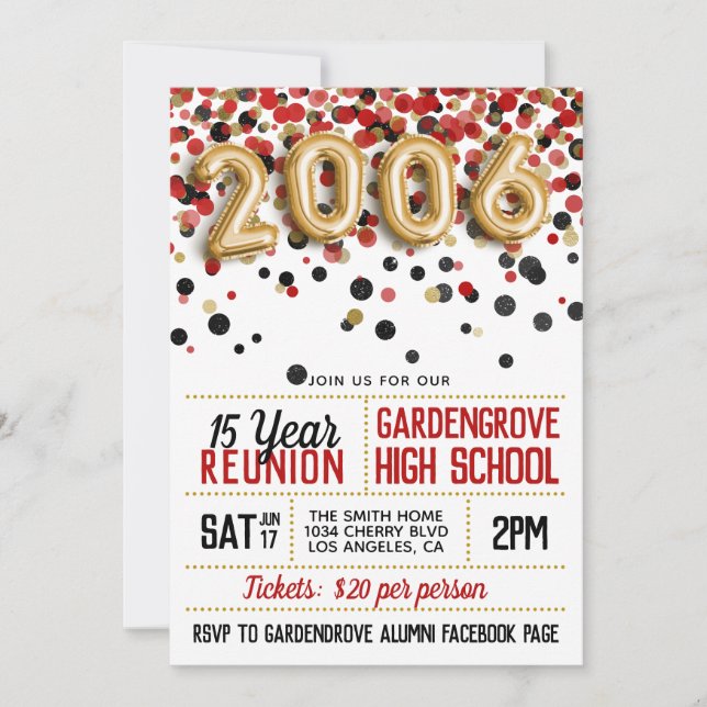 Invitación Reunión de la Escuela Secundaria de 2006 (Anverso)