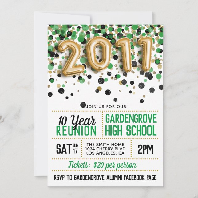 Invitación Reunión de la Escuela Secundaria de 2011 (Anverso)