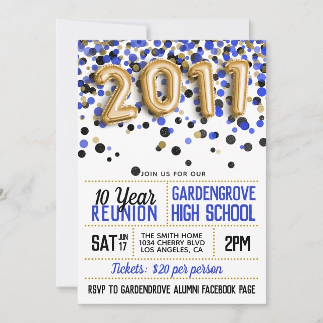 Invitación Reunión de la Escuela Secundaria de 2011 (Anverso)