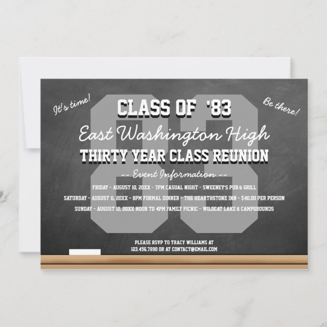 Invitación Reunión de la escuela secundaria personalizado Cha (Anverso)