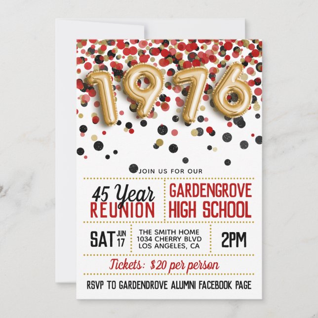 Invitación Reunión de la Escuela Superior de 1976 (Anverso)