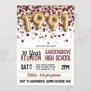 Invitación Reunión de la Escuela Superior de 1991