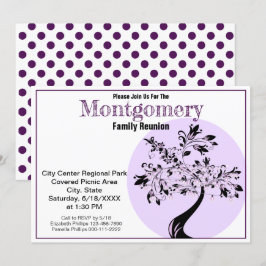 Invitación Reunión de la familia de arte moderno morado y árb