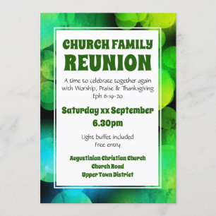Invitación REUNIÓN DE LA FAMILIA DE LA IGLESIA Verde personal