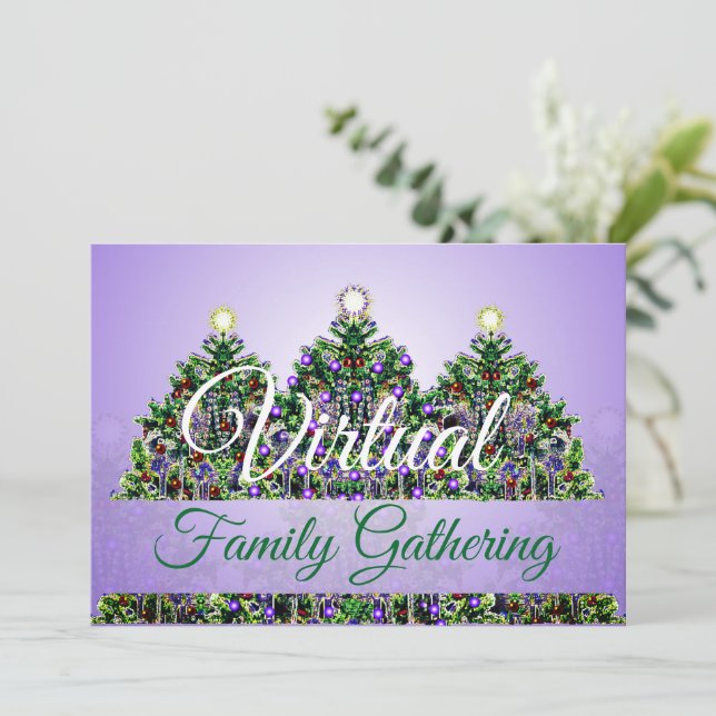 Invitación Reunión de la familia de Navidades virtuales (Anverso de pie)