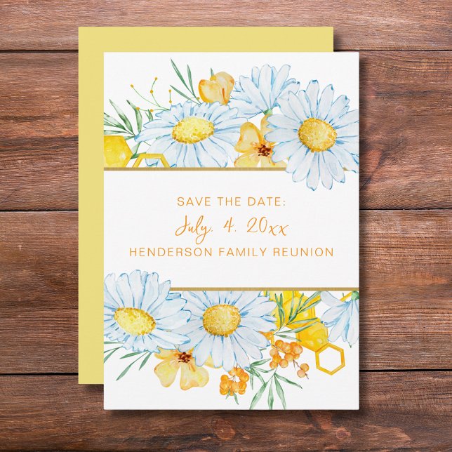 Invitación Reunión de la familia floral blanca salva la fecha (Subido por el creador)