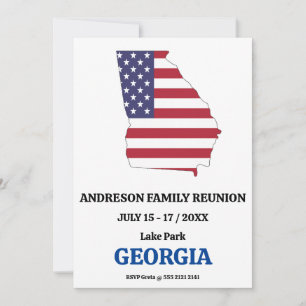 Invitación Reunión de la familia Georgia 🇺 🇸 bandera del ma
