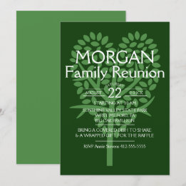 Invitación Reunión de la familia Green Heart Tree